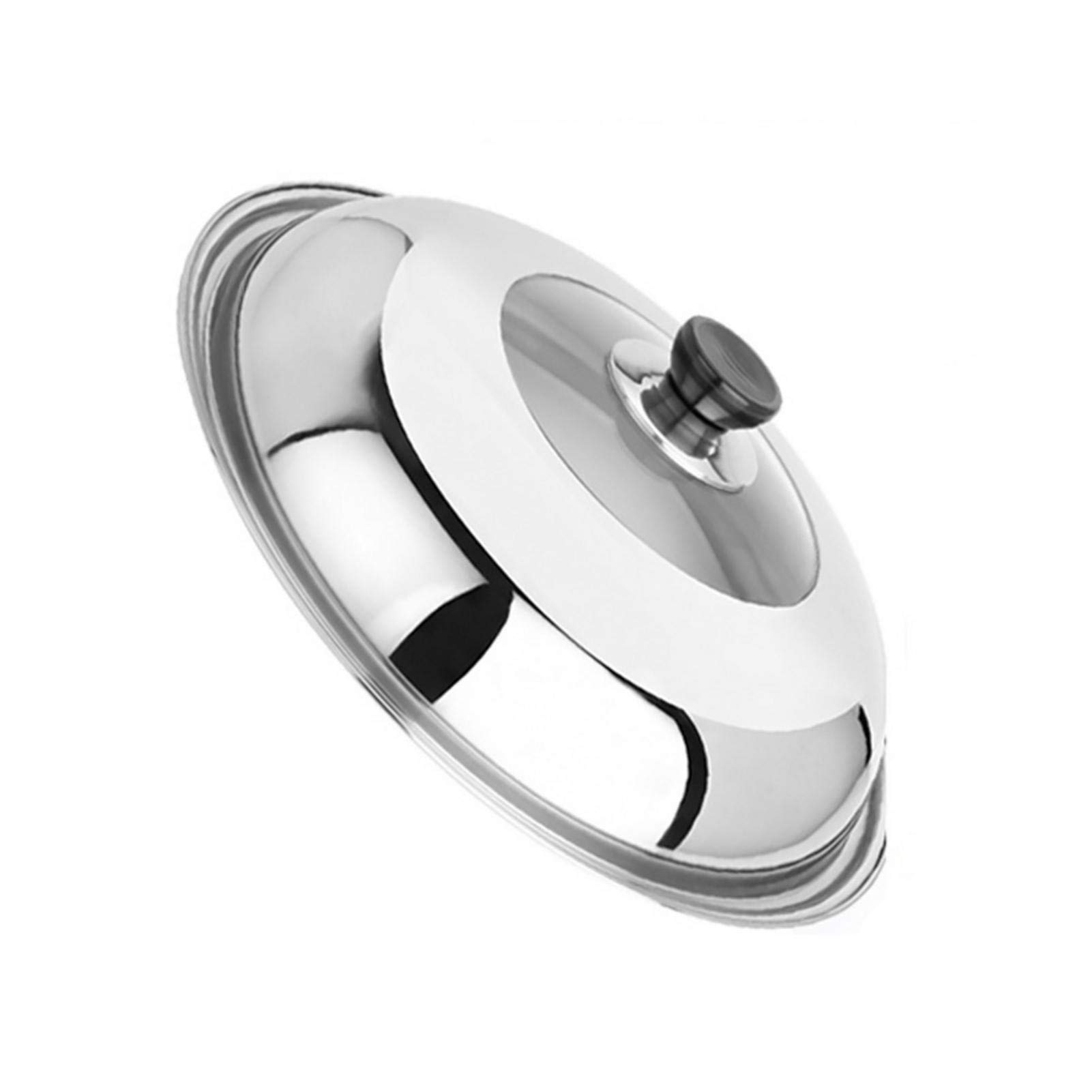 Pot lid wok cover with round knob, made of stainless steel, with viewing glass, diameter 34 cm.