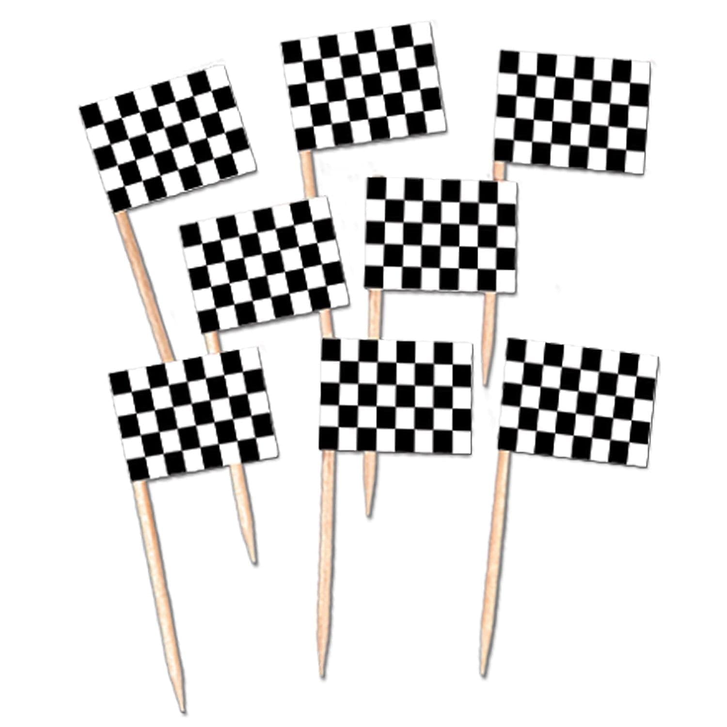 Beistle A Creation Checkered Flag Picks Black/White