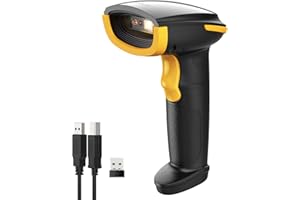 Inateck Bluetooth Barcode Scanner, 1D 2D QR Code Scanner Wireless with 2.4G, Bluetooth, and USB 3-in-1, 2600mAh Battery, Includes APP and SDK, Support Screen Scanning, BCST-23 Black