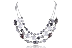 FULU AUTUMN Chunky Layered Beaded Necklaces for Women Multi Strand Statement Necklace Fashion Jewelry Birthday Gifts for Mom