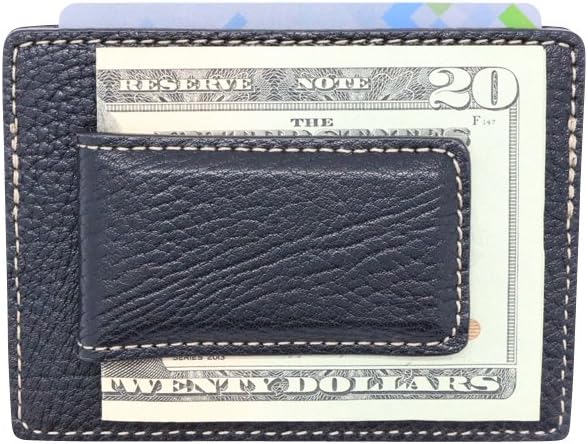 Made in the USA - Genuine Leather Money Clip Slim Front Pocket Wallet - American Factory Direct - Strong Magnets