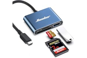 Hicober USB C to SD Card Reader, Micro SD Memory Card Reader, Type C to SD Card Reader Adapter 2TB Capacity for MacBook Camera Android Windows Linux and Other Type C Device-Blue