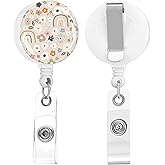 TPOAEL 2 Pack Retractable Badge Holders Cute Badge Reel Badge Clip ID Card Holders for Student Office Worker Doctor Nurse Teacher (Cute Flowers Rainbows)