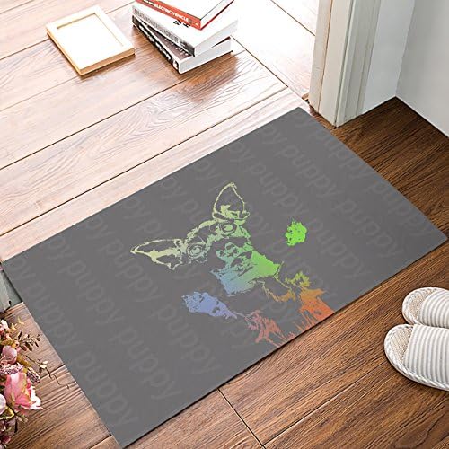 Findamy Non-slip Door Mat Entrance Rug Rectangle Absorbent Moisture Floor Carpet for Indoor Outdoor Colorful Puppy Pattern Doormat 18x30 inch