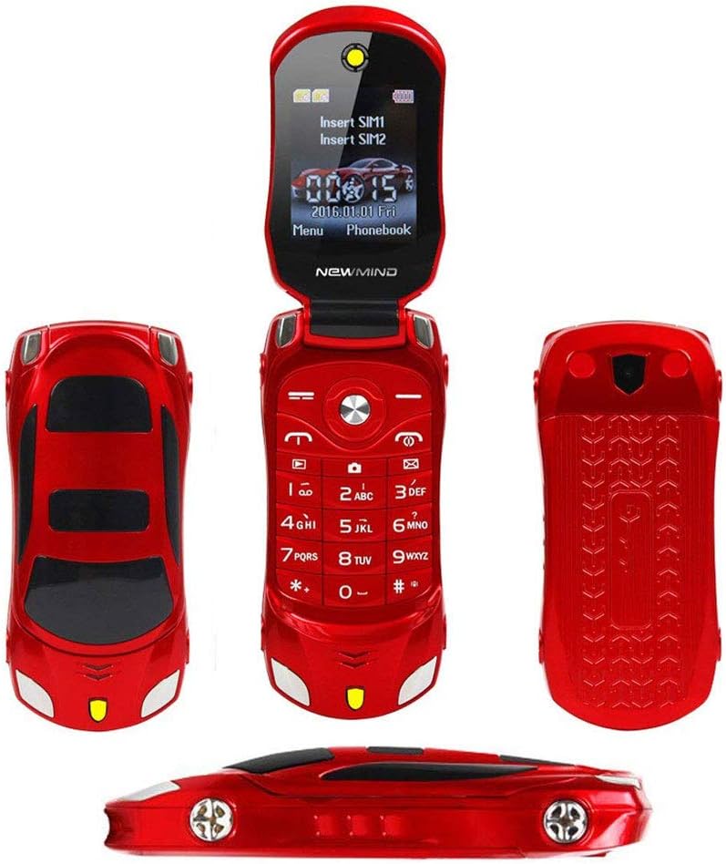 Peedeu GSM Unlocked flip Phone,Sports Car Model Mini Flip Phone Dual SIM Card Flashlight MP3 Backup Phone for Kids Students