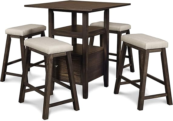 New Classic Furniture Derby Counter Table & 4 Stool Set, Chocolate