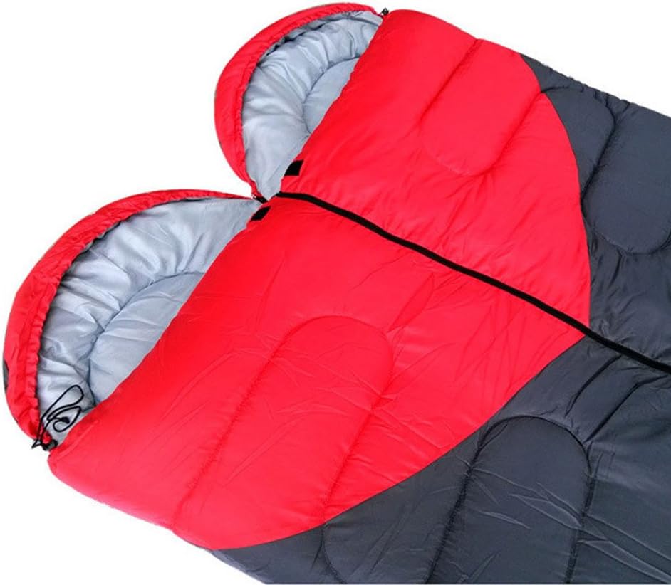 ZJKC® A Couple of Removable Sleeping Bags 190T Polyester Pongee Heart-shaped Mummy Sleeping Bag (3.5 lbs, 74.8’’ x 29.5’’/Piece) 23 F - 59 F, Red/Grey