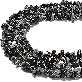 jodaying 7-8mm Natural Snowflake Obsidian Gemstone Chips Loose Beads Semi Precious for Jewelry Making DIY Handmade Craft Supplies 1 Strand per Bag Approxi 34"