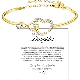 BTZY To My Daughter Forever Connected Bracelet,Infinity Love Cuff You Are Always In Mine Heart Cubic Zirconia Bracelet from Mom, Adjustable Inspirational Gift Jewelry for Daughter