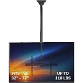 Mount-It! Ceiling TV Mount for 32-75 Inch TVs, Telescoping Pole 41.7-61.7 in, Tilt Swivel 360, VESA 600x400, 110 lb Capacity, Alloy Steel (MI-509L), Black
