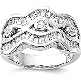 JewelryWeb 925 Sterling Silver Solid Polished Cubic Zirconia Ring Ring for Women