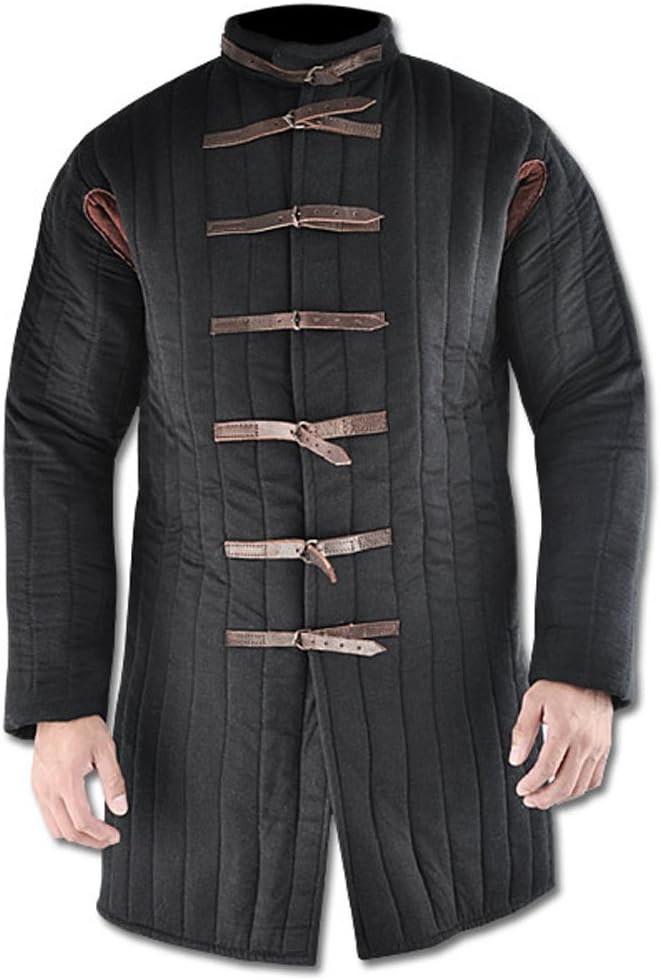 Medieval Thick Padded Black Gambeson Aketon Doublet Arming Jacket Armor Armour