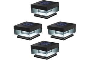 HUYIENO Solar Post Cap Lights,15 Lumem Brightness,2 Modes Warm White/Bright White Outdoor Fence Post Cap Light for Deck, Patio Garden Decor High Brightness SMD LED Lighting Fits for 4x4 5x5 Wooden Posts