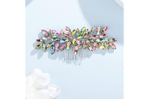 Teyglen Women Dainty Simple Full Rhinestones Bride Wedding Hair Comb Luxurious Hair Accessories Shiny Rhinestones Bridal Side Hair Combs for Women Bride Girls(Colorful)