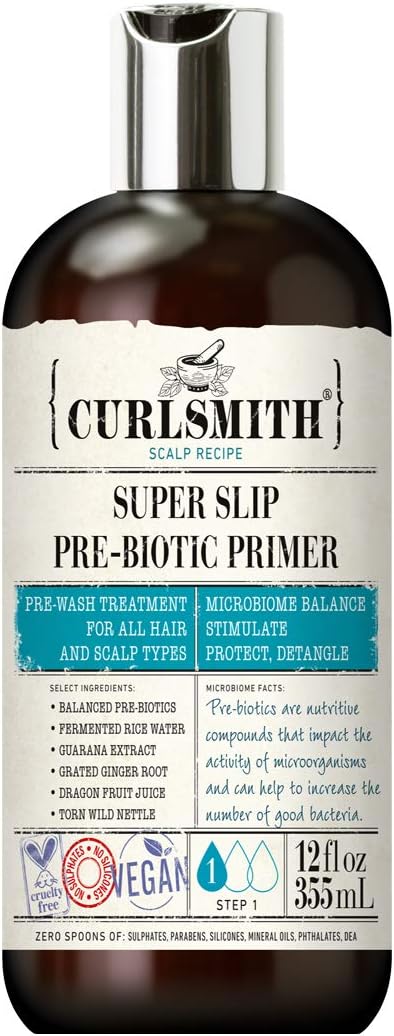 Curlsmith - Super Slip Pre-Wash Primer - Vegan Scalp Stimulating Treatment, Protecting and Moisturising (355ml/12 fl oz)