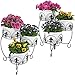 Sunnydaze Three-Tiered Plant Stand, Indoor/Outdoor Metal Flower Holder, 22 Inch, Set of Two, Blackthumb 1