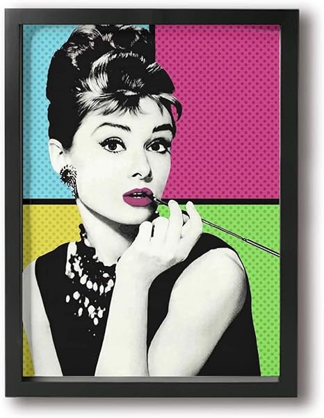 Amazon オードリーヘップバーン 絵画 インテリア フレーム装飾画 アートポスター 壁画 アートパネル 壁掛け 木枠付き Black ウォールステッカー オンライン通販