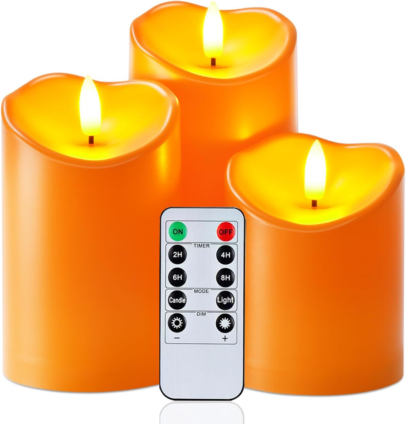 Lighting - Homemory Halloween Orange Flameless Candles, Fall Candles, Outdoor Waterproof Flickering Battery Operated LED Pillar Candles with Remote and Timers, Won't Melt Plastic, Set of 3