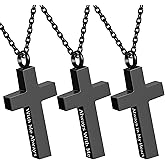 3 Pack Cremation Cross Urn Necklaces for Ashes for Men Cross Urns Pendant Ashes Holder Memorial Jewelry Ashes Keepsake for Human