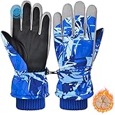 PAMAID Kids Snow Gloves Ski Winter Gloves for Girls Boys, Waterproof Snowboard Gloves with Touchscreen for 8-15 Years