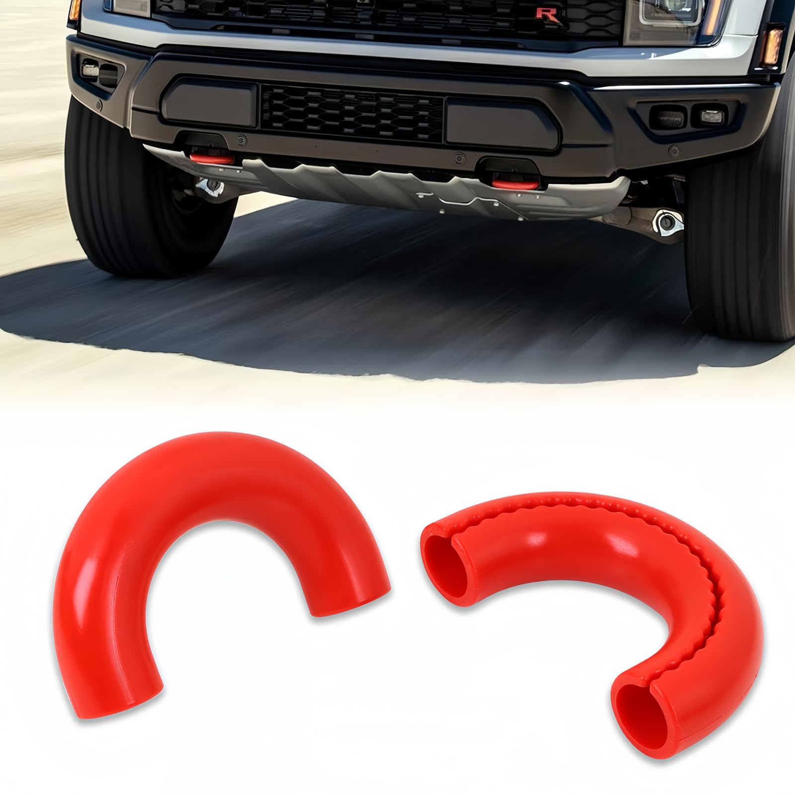 Photo 1 of Tow Hook Covers Fits for Ford F150 2004-2025 & Bronco Base/Big Bend/Outer Banks 2021-2025 | Toyota Tundra 2017-2021 (Red) Front Tow Hook Cover for f150 Accessories