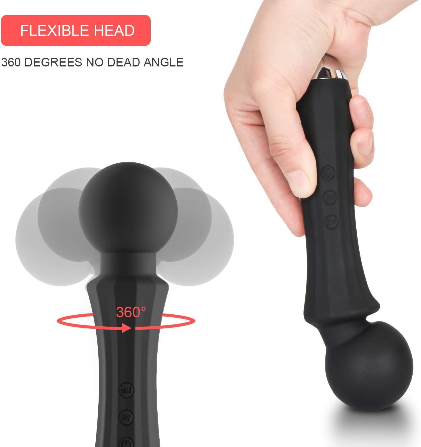Power Wand Massager, Wireless Handheld Magic Massager 20x Multi-Speed Vibrations Rechargeable, Muscles Neck Shoulder Back Leg Foot (Black): Health & Personal Care
