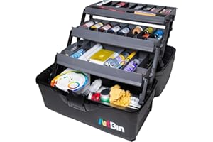 ArtBin 3-Tray Art Supply Box Versatile Organizer for Brushes, Paints, Stamps, and More - Durable Hard Plastic, Secure Closure, Portable with Top Trays and Dividers