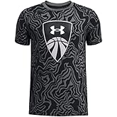 Under Armour Boys Shield Basketball Short Sleeve Shirt (US, Alpha, Large, Regular, Regular, Black/Gray)