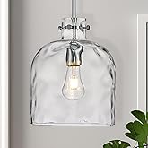 MERINEA Chrome Pendant Light for Kitchen Island – 10" Modern Glass Dome Hanging Light Fixture, Single E26 Ceiling Pendant Lam