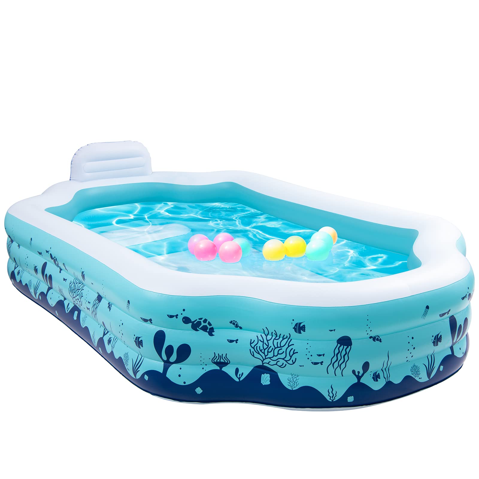 Large 79x59 Inch Inflatable Family Swimming Pool - Outdoor Backyard Blow Up Pool For Kids & Adults