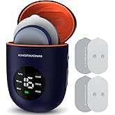 KingPavonini Wireless TENS Unit, Muscle Stimulator for Pain Relief, Portable Rechargeable TENS EMS Machine, LED Screen, Remote, Dual Channel 6 Modes 16 Intensity Massager, Charging Case (Blue)
