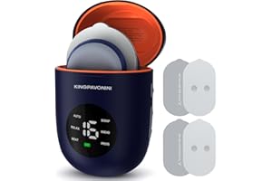 KingPavonini Wireless TENS Unit, Muscle Stimulator for Pain Relief, Portable Rechargeable TENS EMS Machine, LED Screen, Remote, Dual Channel 6 Modes 16 Intensity Massager, Charging Case (Blue)