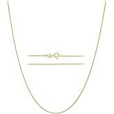 KISPER Italian 18K Gold Plated 925 Sterling Silver Diamond Cut Box Link Chain Necklace – for Women & Men with Spring Ring Clasp – Made in Italy
