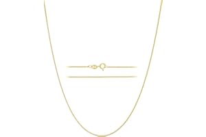 KISPER Italian 18K Gold Plated 925 Sterling Silver Diamond Cut Box Link Chain Necklace – for Women & Men with Spring Ring Clasp – Made in Italy
