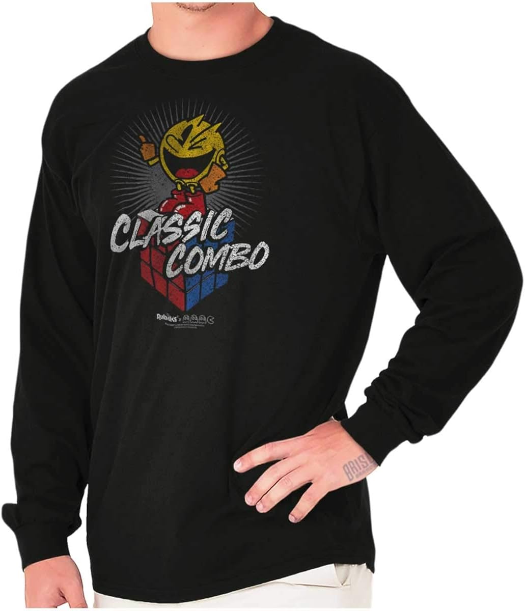 Amazon.com: Classic Combo Rubik's Pacman Long Sleeve Tshirt Men Women: Clothing