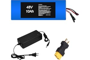 HAOTERMAI 48V 10Ah Lithium-ion Ebike Battery with Battery Charger, Compatible with Motors, for Electric Bikes, Scooters, Tricicycle, Electric Dirt Bikes 200-750Wh Motor