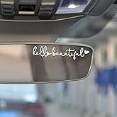 3PCS Hello Beautiful Car Mirror Decal Decor,Rearview Mirror Sticker for Women,Car Mirror Vinyl Stickers,Water Bottle Stickers,Self Love Sticker,Rearview Mirror Accessories (White*3, Hello Beautiful)
