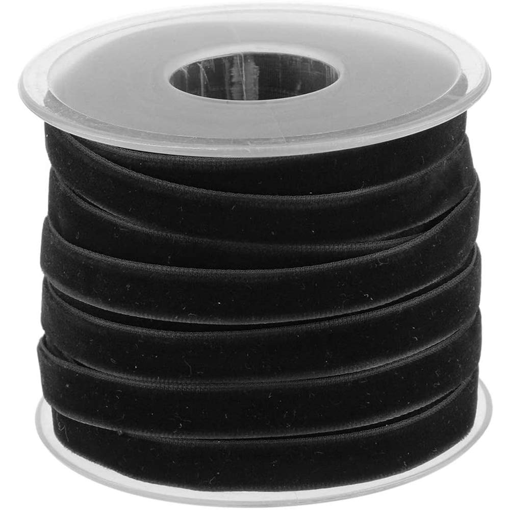 POFET 20 Yard 10mm Wide Velvet Ribbon Roll for Crafts Decoration - Black