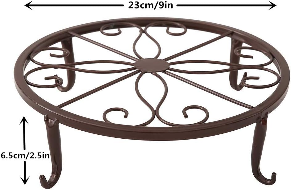 TYZ Metal Potted Plant Stand Floor Flower Pot Holder Decorative Pot Trivet Set of 3 (Brown) : Garden & Outdoor