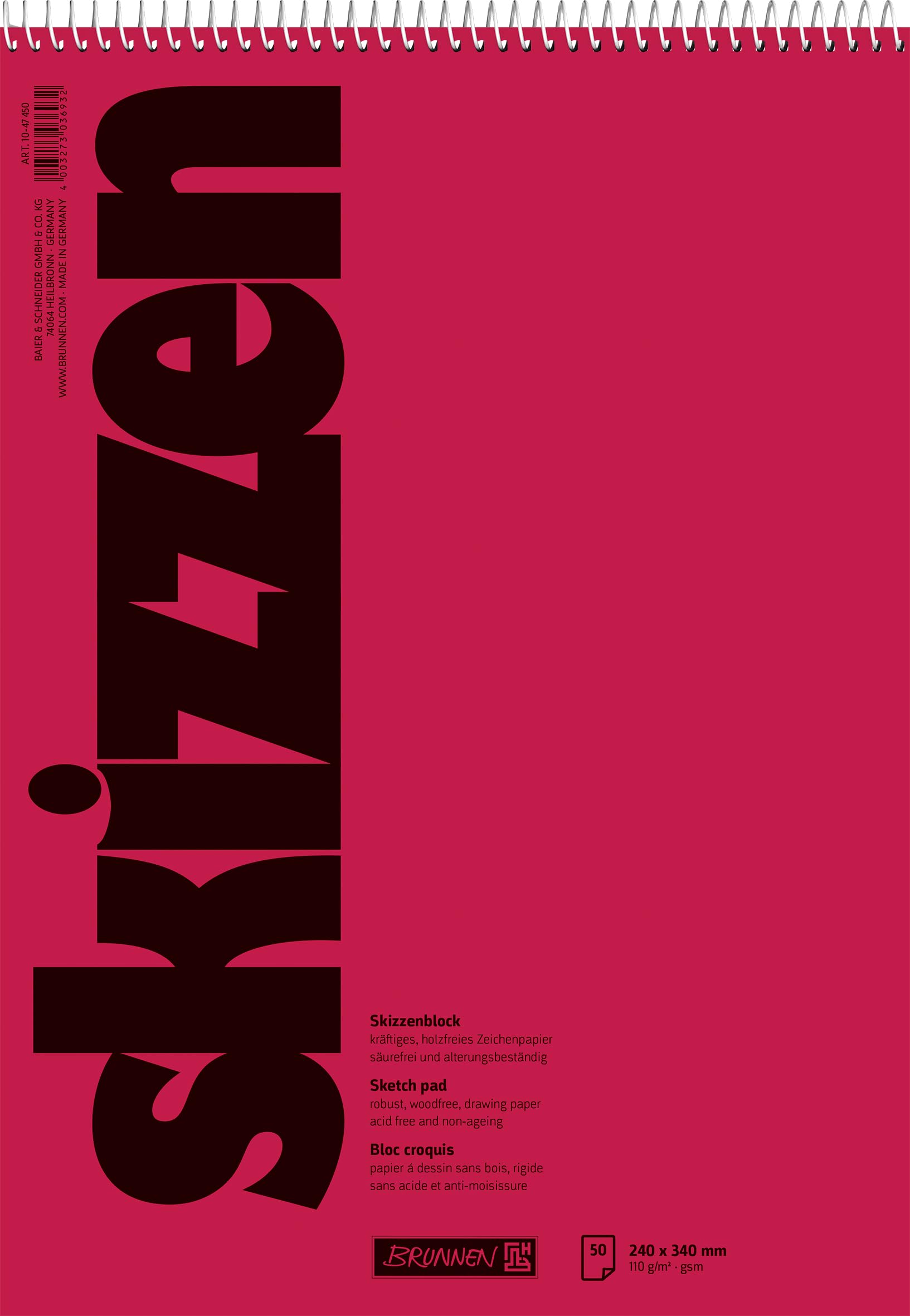 Brunnen Drawing/Sketchpad 240 x 330 mm 110 GSM 50 Leaves