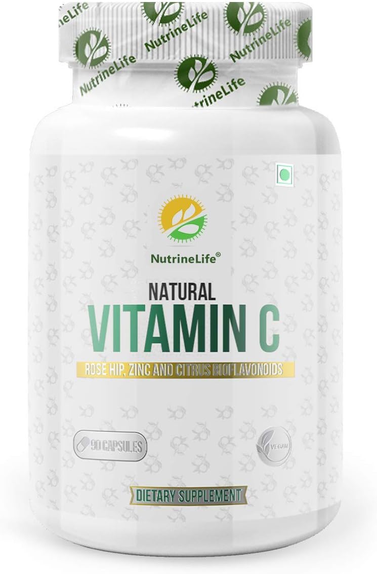 Nutrinelife Vitamin C Natural with Rose Hip, Zinc and Citrus Bioflavonoids, Immunity Booster, skincare Veg 90 Capsules…