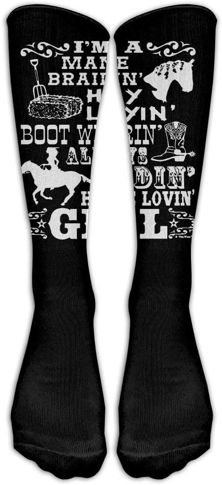 Horse Loving Girl Gift Horseback Riding Poem Knee High Long Socks Athletic Tube Stockings for Soccer