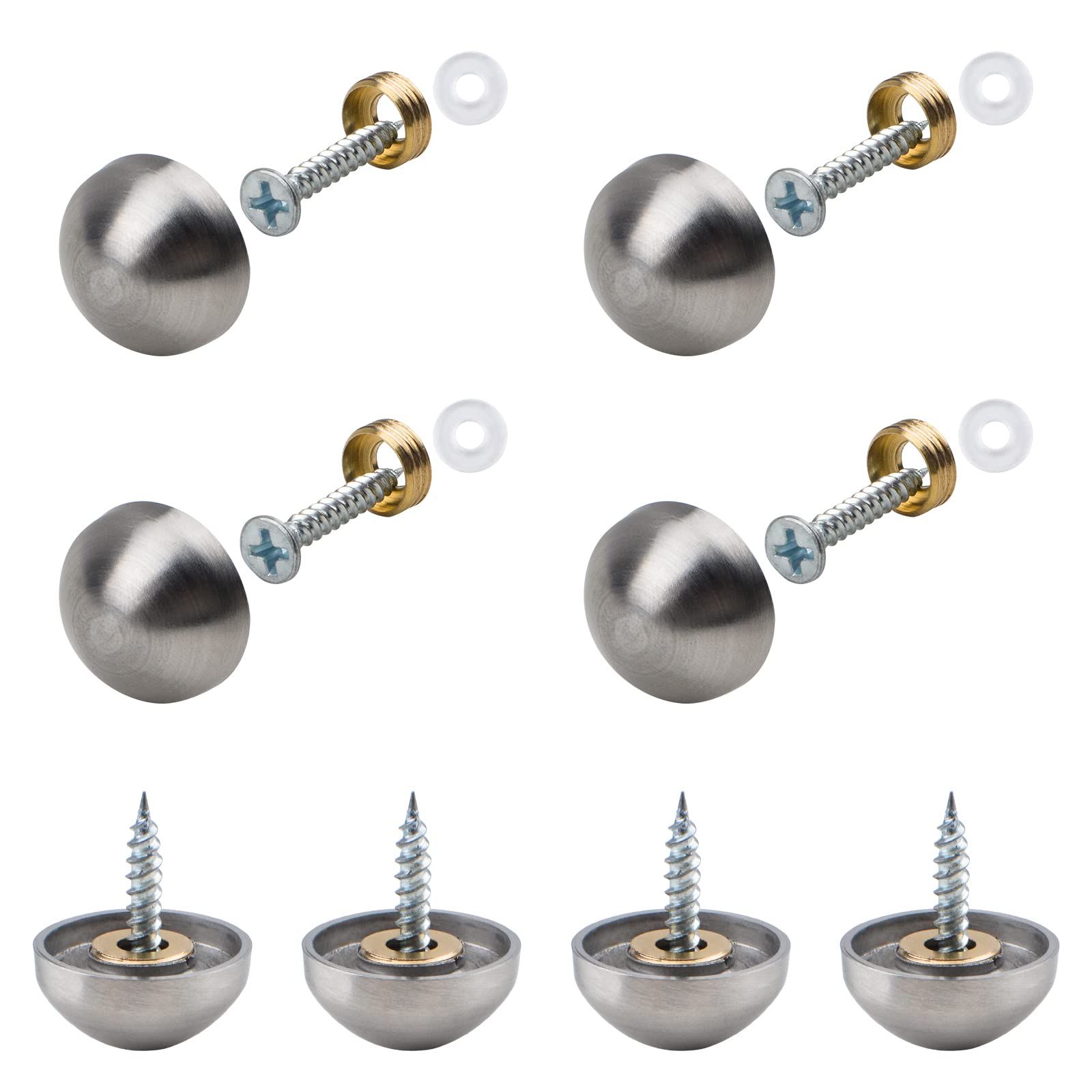 INCREWAY 20 Sets Mirror Screws, 18mm 304 Stainless Steel Mirror Nails with Decorative Caps Covers — image 1