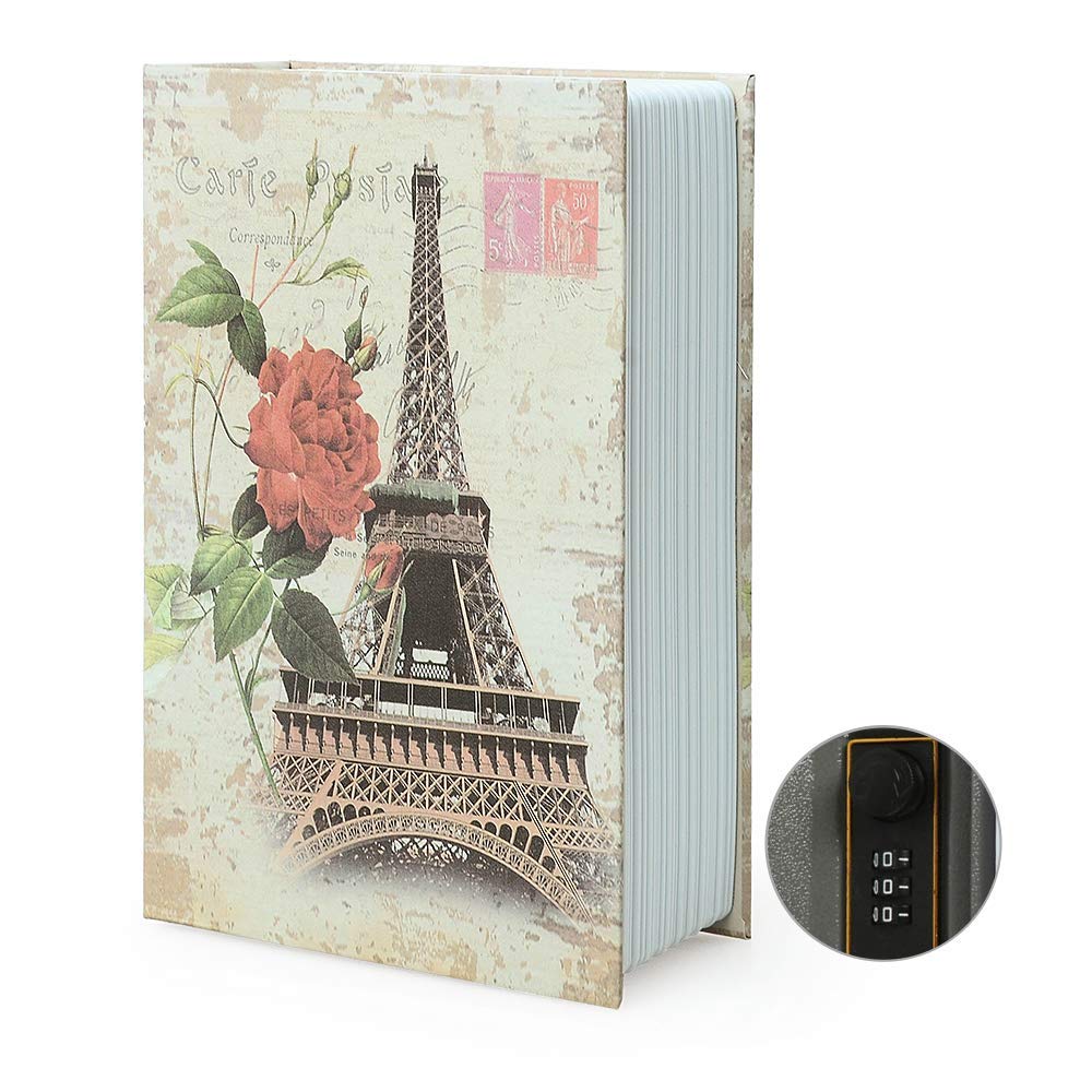 Diversion Book Safe Storage Box, Dictionary Secret Safe Can with Security Combination Lock/Key, Diversion Book Hidden Safe (Paris Combination)