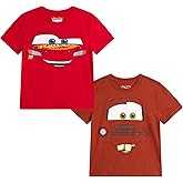 Disney Cars Boys Shirts - 2 Pack Lightning McQueen Long or Short Sleeve Crewneck Boys Graphic Tees for Toddler & Kids (2T-7)