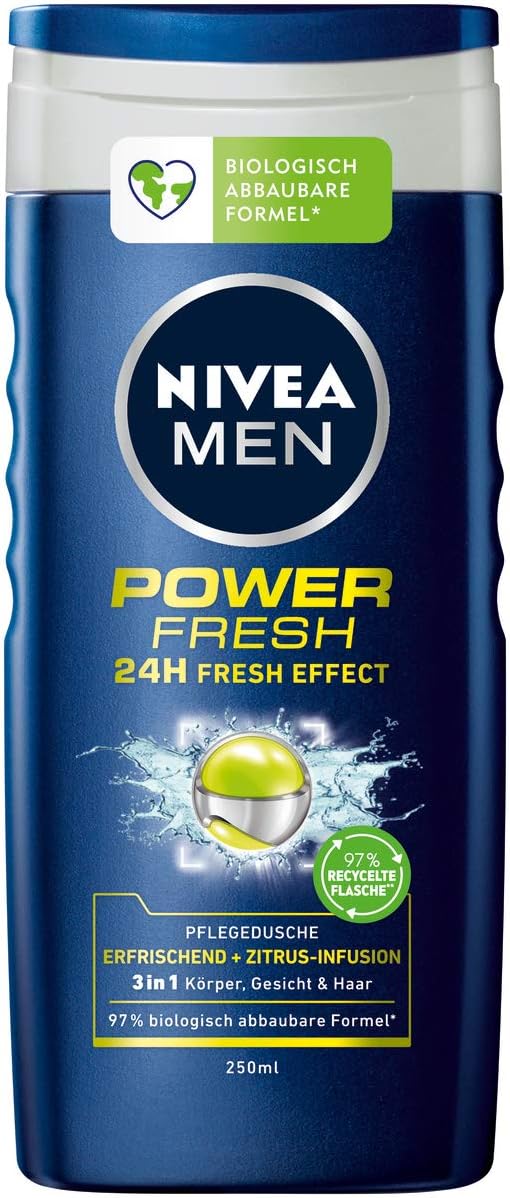Nivea - Shower Gel For Men Power Fresh - 250 ml, 250 ml (Pack of 1)
