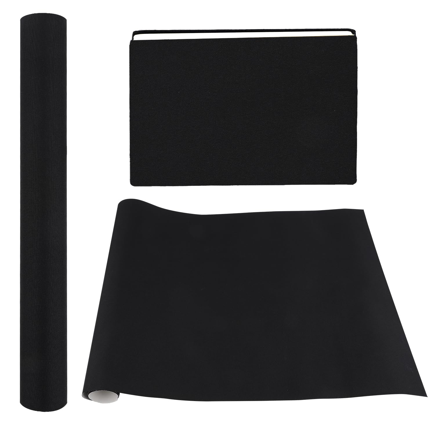 Book Binding Cloth Kits, 40x16in Book Cloth Buckram for Book Binding Boards Durable Book Repair Cloth Strong Fabric Surface and Paper Backed for Books Album Scrapbooking Craft DIY(Black)