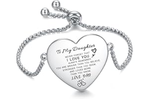 YOTHIWAD To My Daughter Bracelet Inspirational Bracelet Engraved Personalized Gifts to Daughter from Dad Mom Adjustable Bracelet