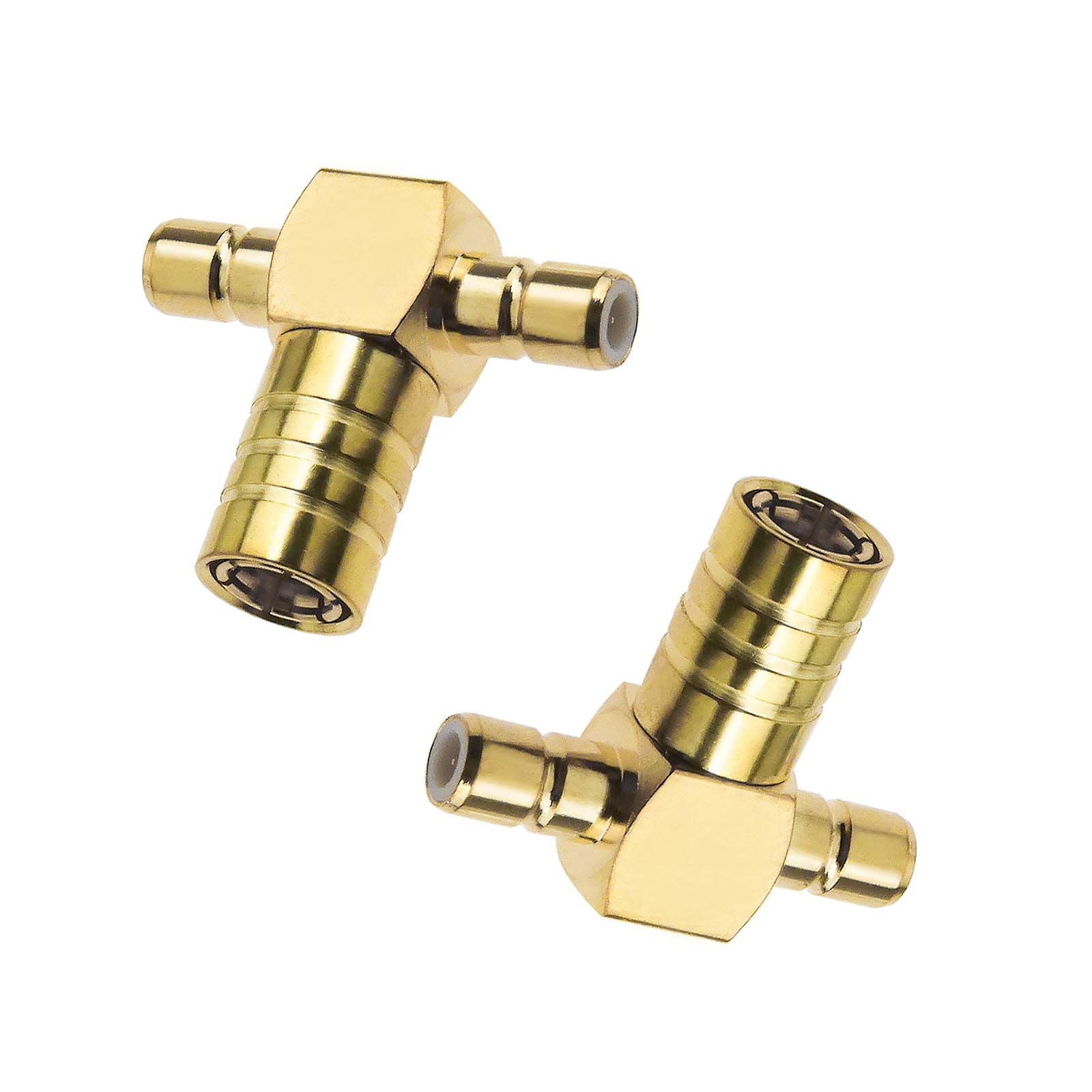 EMSea 2pcs SMB Female to 2 Male 3-Way RF Connector Adapter Gold-Plated Splitter Connector for RF Coaxial Antenna Satellite