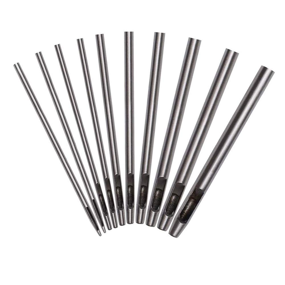 10PCS 0.5mm-5mm Leather Hole Punch Set, Belt Hole Puncher Hollow Punch Tool for Leather Watch Band Canvas